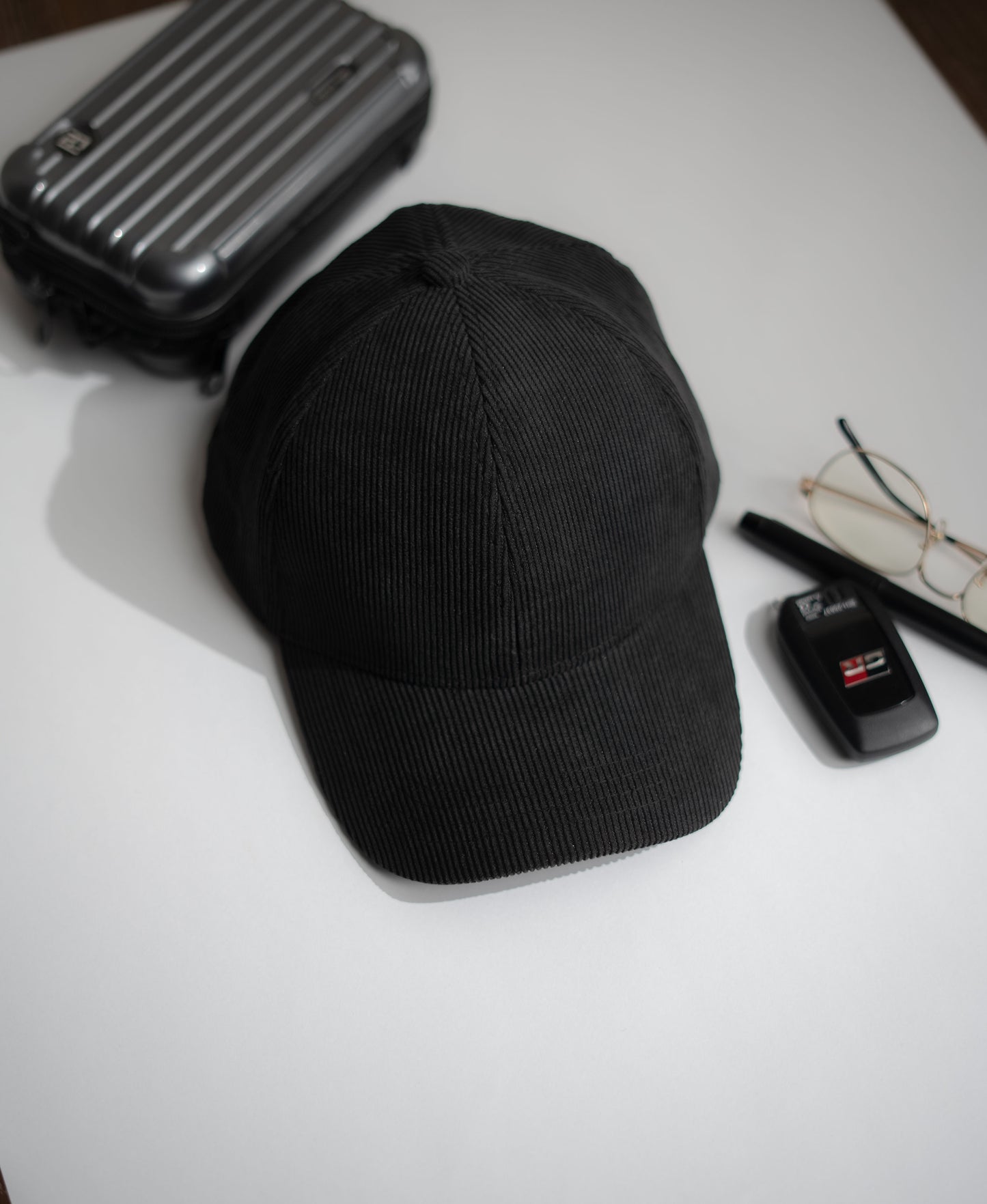 Black Corduroy Cap -PK01