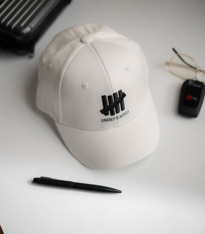 White Undeafeated Cap -IMP54 (Small Visor)