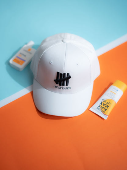 White Undeafeated Cap -IMP54 (Small Visor)