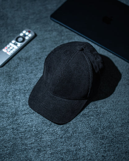 Black Corduroy Cap -PK01