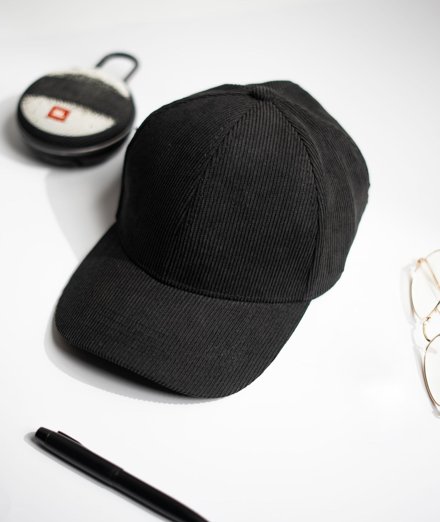 Black Corduroy Cap -PK01
