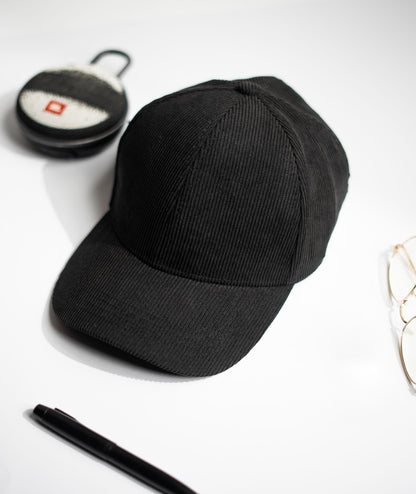 Black Corduroy Cap -PK01