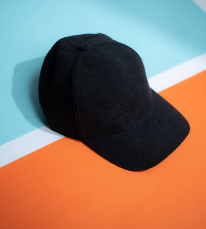Black Corduroy Cap -PK01