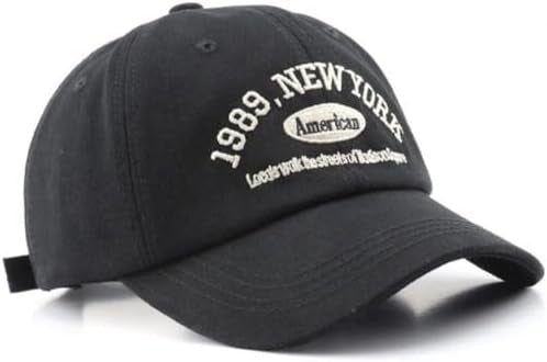Black cap with '1989 New York' text on a white background in Pakistan by Caps Nation